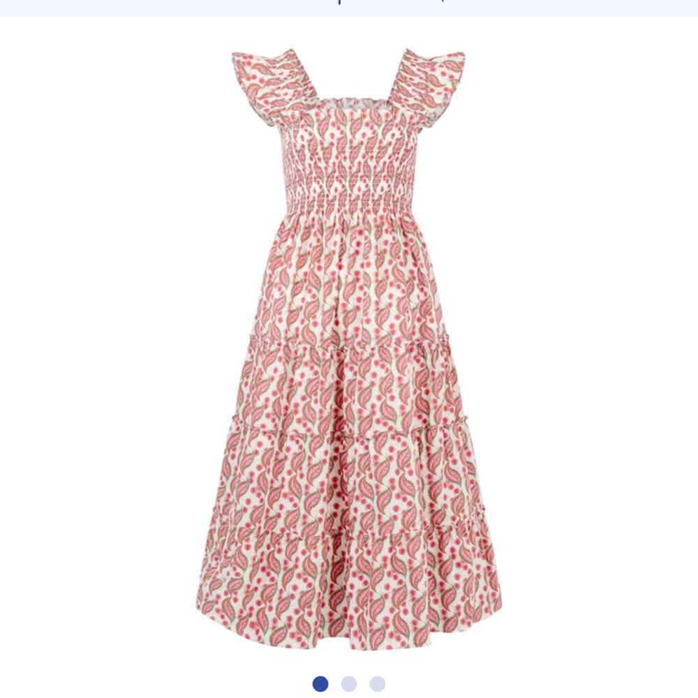 NWT - HILL HOUSE HOME - Women's Ellie Nap Dress, Birch Vine Stripe in Red/Green